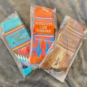 unisex SOCKS! Lot of 3 pairs ALF Assholes Live forever Tribal NEW!